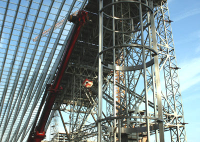 Gare de Liège Vue montage structure ascenseur panoramique